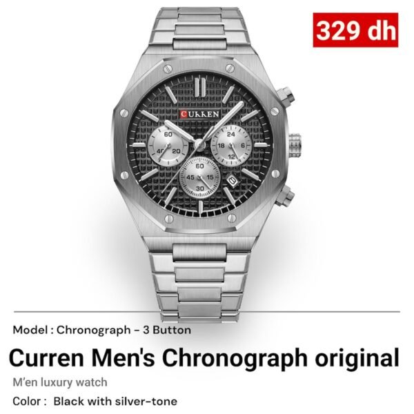 ساعة Curren & Chronograph - تصميم فاخر ودقة تفاصيل عالمية ـ original 100%- color black